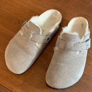 Birkenstock Grey Shearling Clogs